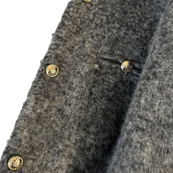 Jachetă din poliester, stil franțuzesc, lungime scurtă, guler rotund, închidere cu nasturi