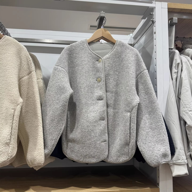 Ženski kardigan od imitacije kašmira i polar fleksa, casual, dugi rukavi, opušten kroj, topli fleec džemper/jakna, jesen-zima 2025, 479616