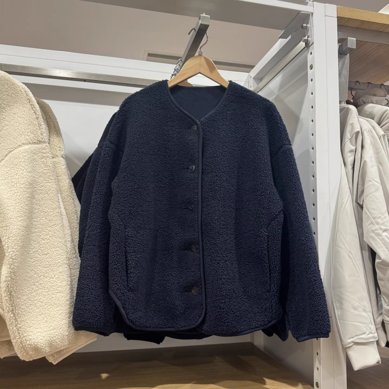 Ženski kardigan od imitacije kašmira i polar fleksa, casual, dugi rukavi, opušten kroj, topli fleec džemper/jakna, jesen-zima 2025, 479616