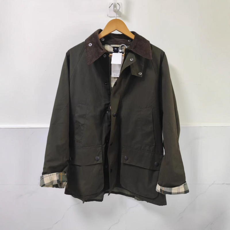 Damska jakna Bedale-inspired, pamuk, karirani uzorak, rever, prešivena, slobodan kroj, dugi rukavi
