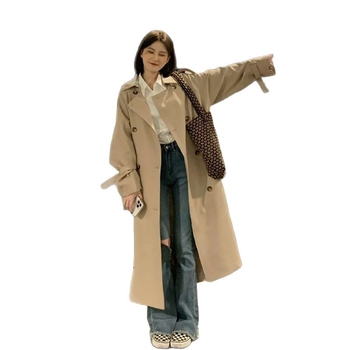 Ženski trench coat, jesen 2026, korejski stil, za sitnu figuru, srednja duljina, elegantan britanski stil, vrhunski dojam