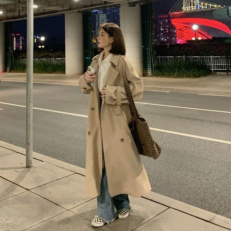 Ženski trench coat, jesen 2026, korejski stil, za sitnu figuru, srednja duljina, elegantan britanski stil, vrhunski dojam