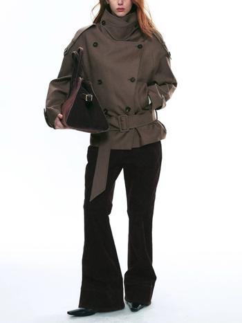 Jachetă windbreaker cu guler înalt, panouri patchwork, amestec poliester-elastan, croială lejeră, închidere cu nasturi