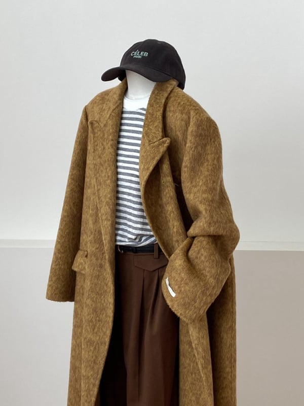 Ženski vuneni kaput, dvostrani, srednje duljine, korejski stil, ravna ramena
