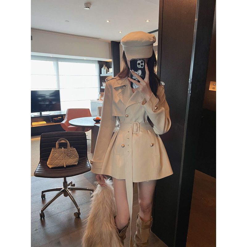 Jachetă scurtă din chenille pentru femei, cu rever, nasturi dubli, șnur talie, primăvara 2025