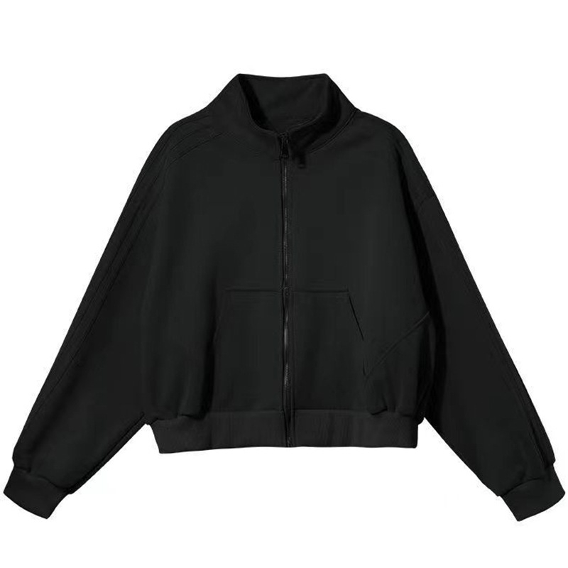 Jachetă sport pentru femei, croială lejeră, poliester, fermoar, guler înalt
