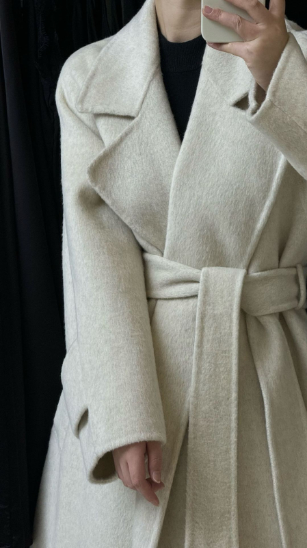 Paltoan reversibil de lână pentru femei, lung, croială slim, guler sacou, închidere cu șnur