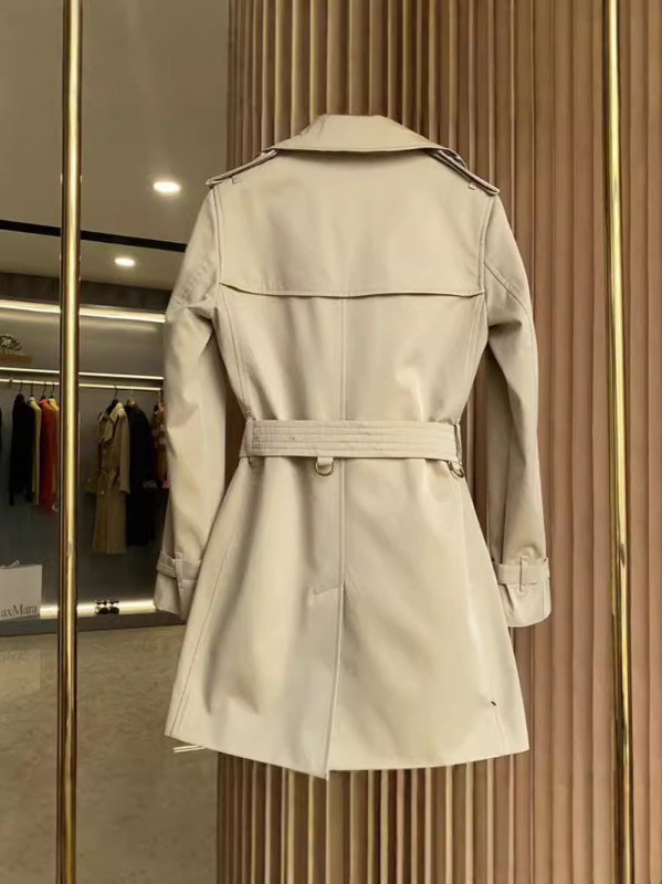 Palton damă din bumbac, croială slim, lungime medie, cu nasturi dubli