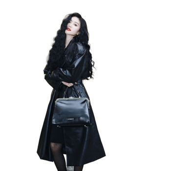 Palton PU pentru femei (guler Polo; fără mâneci; țesătură Chenille; conținut Spandex sub 30%; Primăvara 2025)