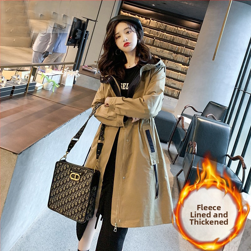 Dámska fleecová bunda s kapucňou, stredná dĺžka, stiahnutie v páse, zips, polyester