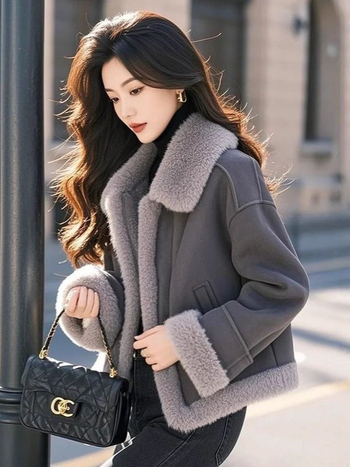 Ženski kaput s fleksi podstavom, zimski model 2024, korejski stil, Chanel inspiriran patchwork od vunenog tweeda i pamuka