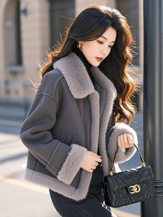 Ženski kaput s fleksi podstavom, zimski model 2024, korejski stil, Chanel inspiriran patchwork od vunenog tweeda i pamuka