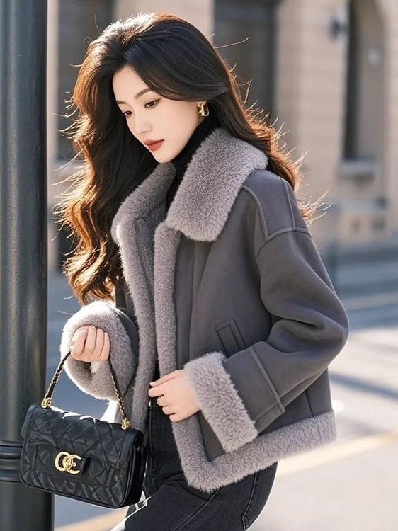Ženski kaput s fleksi podstavom, zimski model 2024, korejski stil, Chanel inspiriran patchwork od vunenog tweeda i pamuka