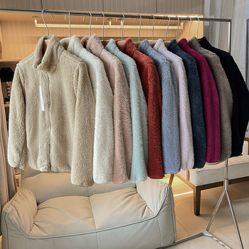 Palton damă toamnă 2024, croială Slim, fermoar, guler stand-up, model solid, poliester