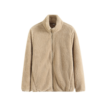 Palton damă toamnă 2024, croială Slim, fermoar, guler stand-up, model solid, poliester