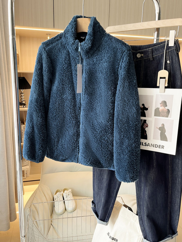 Palton damă toamnă 2024, croială Slim, fermoar, guler stand-up, model solid, poliester