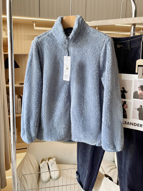 Palton damă toamnă 2024, croială Slim, fermoar, guler stand-up, model solid, poliester