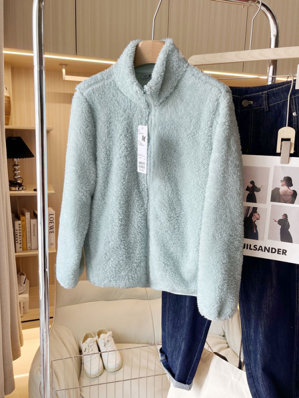 Palton damă toamnă 2024, croială Slim, fermoar, guler stand-up, model solid, poliester