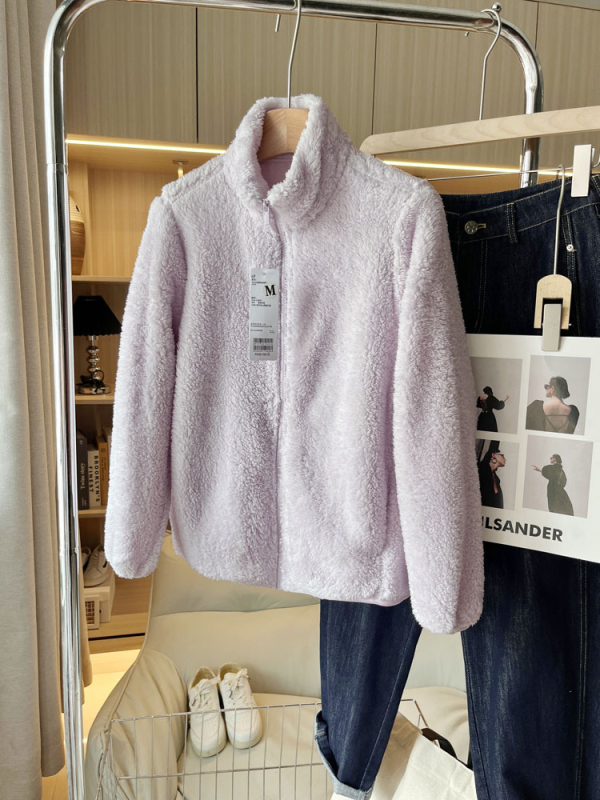 Palton damă toamnă 2024, croială Slim, fermoar, guler stand-up, model solid, poliester