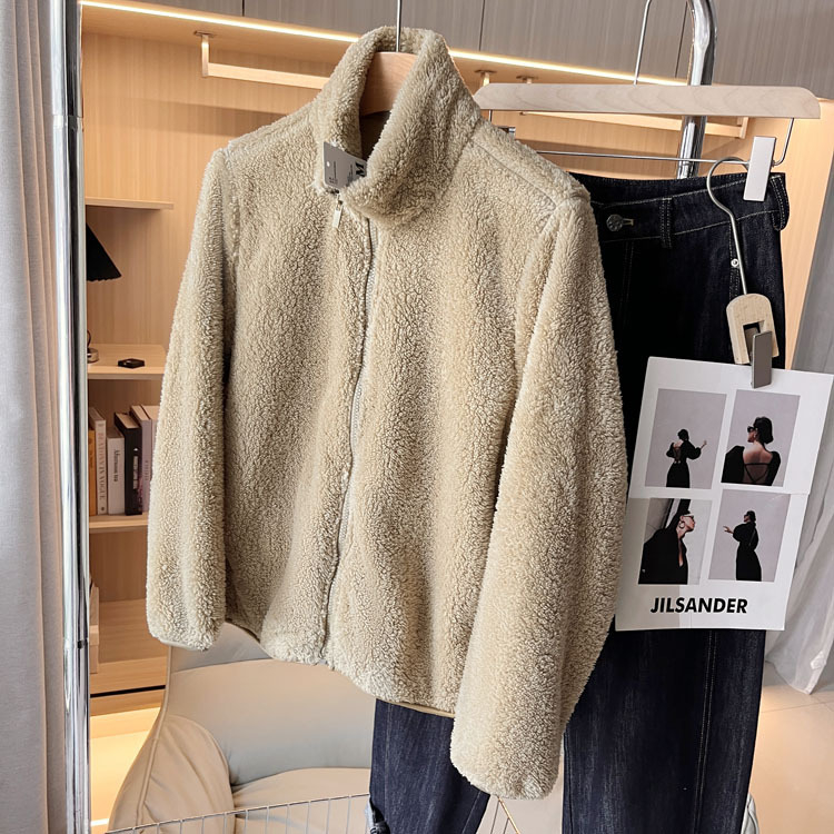 Palton damă toamnă 2024, croială Slim, fermoar, guler stand-up, model solid, poliester