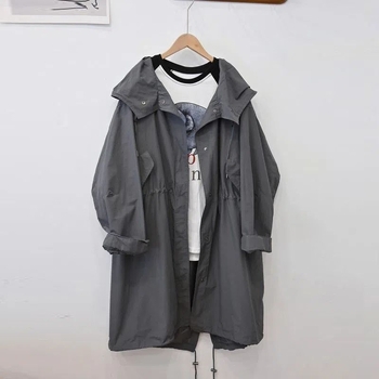 Geacă de damă cu glugă, lungime medie, poliester, fermoar, mâneci lungi, stil urban