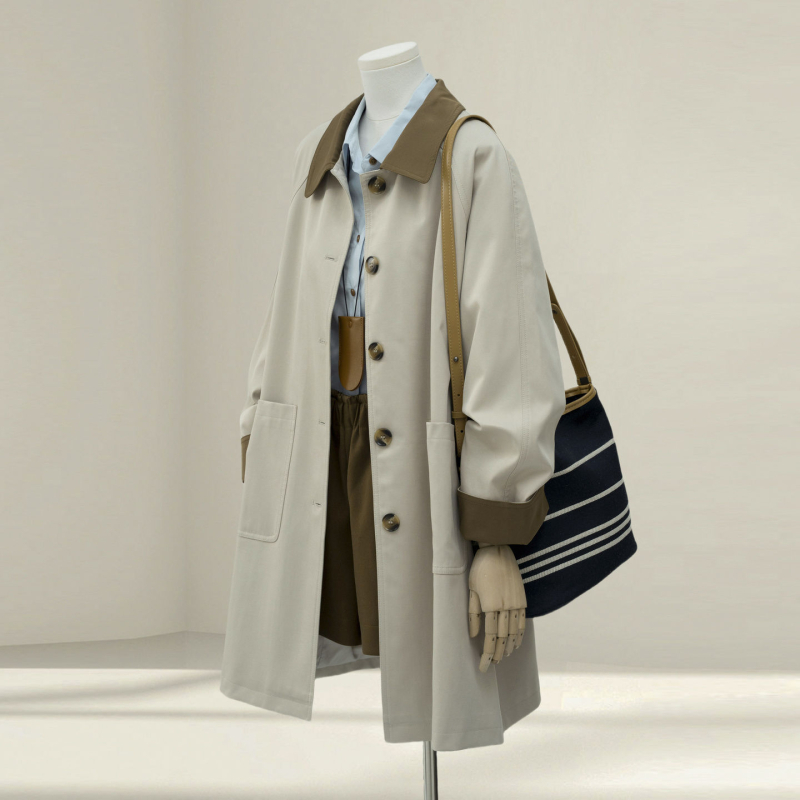 Geacă de damă din chenille, cu 50–70% elastan, guler polo, croială medie, stil coreean