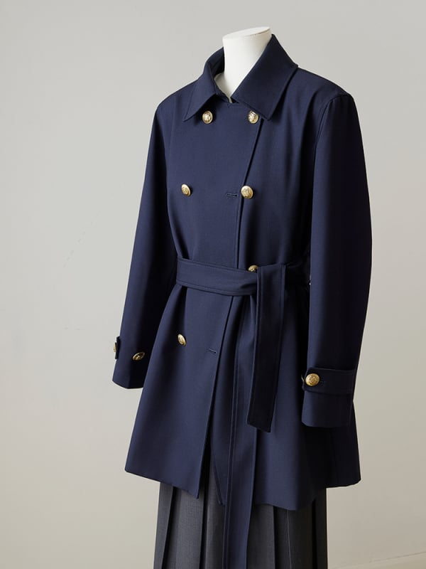 Дамски средно дълъг тренчкот от полиестер (80–90%), дълги ръкави, есен 2024, офисен/градски стил