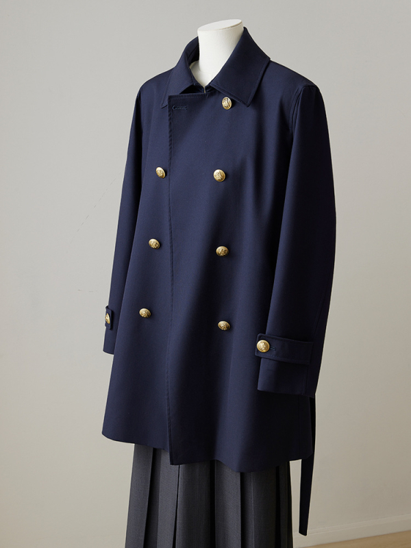 Дамски средно дълъг тренчкот от полиестер (80–90%), дълги ръкави, есен 2024, офисен/градски стил