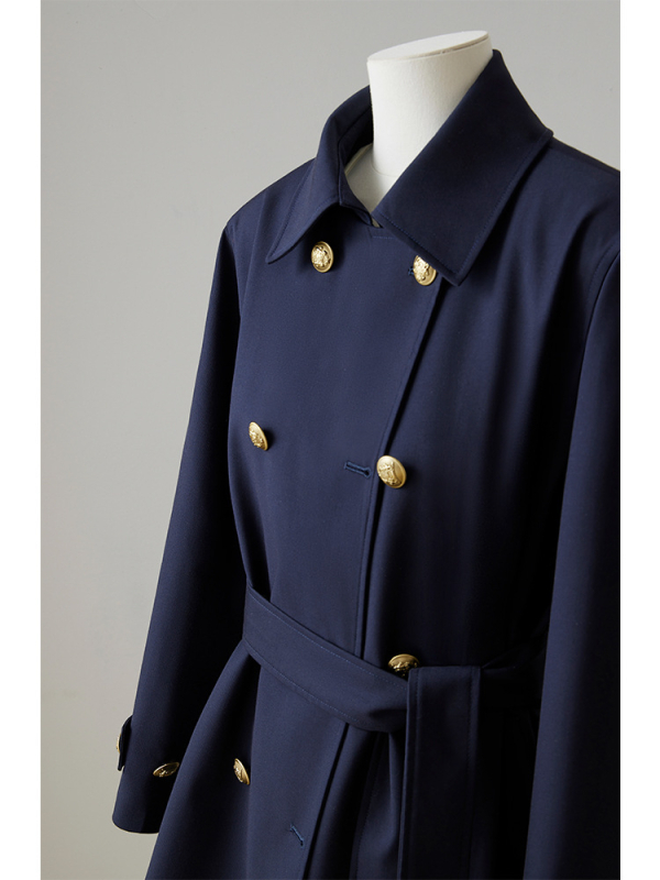 Дамски средно дълъг тренчкот от полиестер (80–90%), дълги ръкави, есен 2024, офисен/градски стил