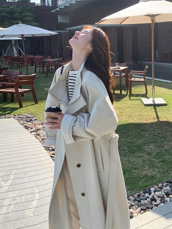 Palton lung feminin, windbreaker (Țesătură: Chenille, Compoziția principală: Spandex, Model: Altul, Guler: înalt, Buzunare și șnururi)