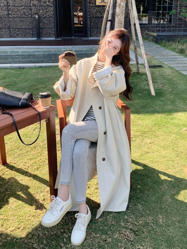 Palton lung feminin, windbreaker (Țesătură: Chenille, Compoziția principală: Spandex, Model: Altul, Guler: înalt, Buzunare și șnururi)