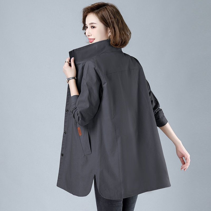 Damski trench coat za plus veličinu, lagan materijal, proljeće–jesen, opuštena silueta, korejski stil, srednja duljina