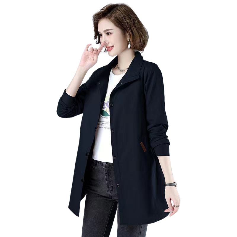 Damski trench coat za plus veličinu, lagan materijal, proljeće–jesen, opuštena silueta, korejski stil, srednja duljina