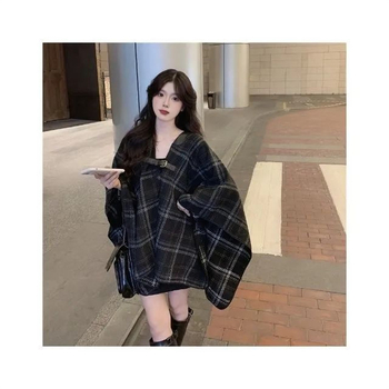 Cherry rat Palton pentru femei din chenille, cu guler polo și mâneci regulate — stil surorii regale