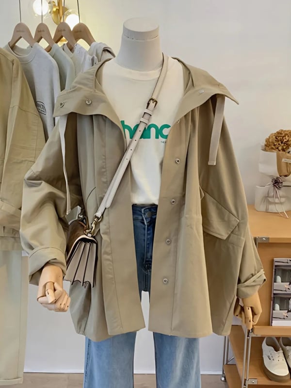 Palton damă trench Chenille Spandex, lungime medie, nasturi dubli, toamnă 2025