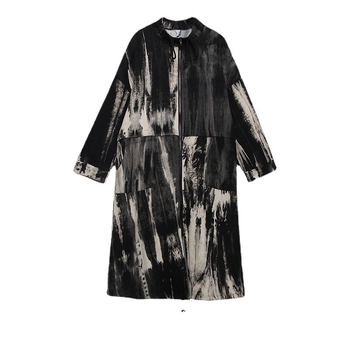 Ženska vjetrovka s tie-dye uzorkom, stojeći ovratnik, dugi rukavi, zatvarač, pamuk-poliester smjesa