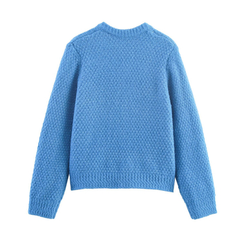 Pletený kabát s patchwork detailom, kruhový výstrih, dlhé rukávy, krátky strih, polyester 70–80%