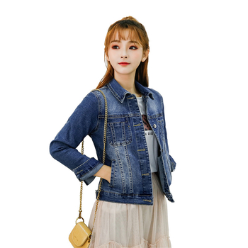 Ženska denim jakna od pamuka, casual slim-fit, rever kragna, dugi rukavi, duljina 50–65 cm