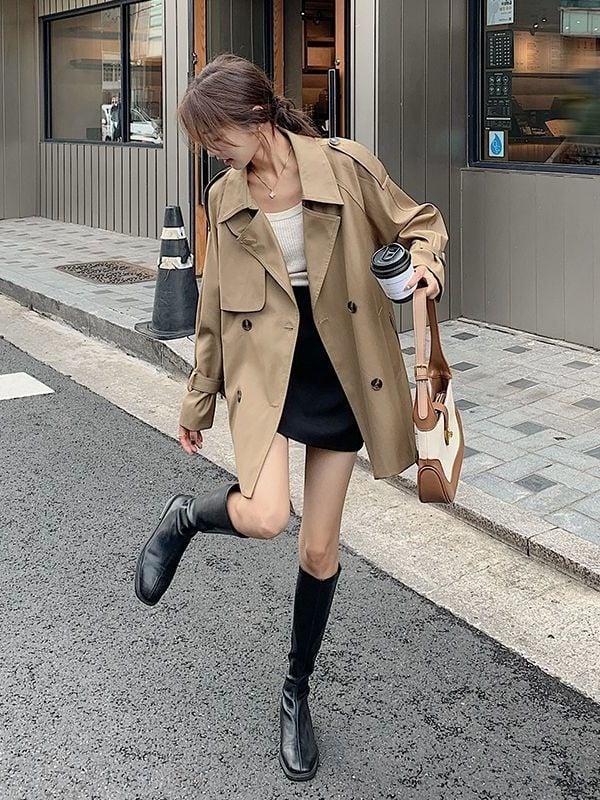 Női trench kabát, Chenille anyag, elasztán <30% tartalom, Bat-Type verzió, öltöny gallér, hercegnő ujjas