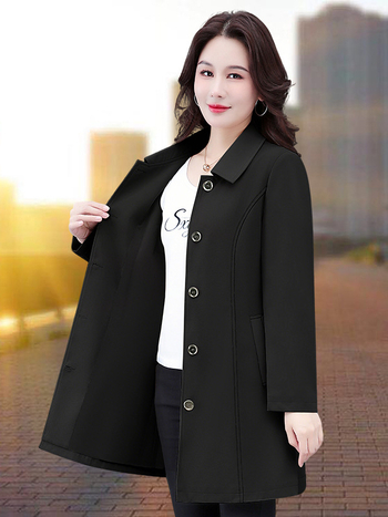 Ženska srednje duga windbreaker jakna, jesen 2025, elegantan uredski stil
