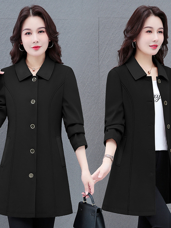 Ženska srednje duga windbreaker jakna, jesen 2025, elegantan uredski stil