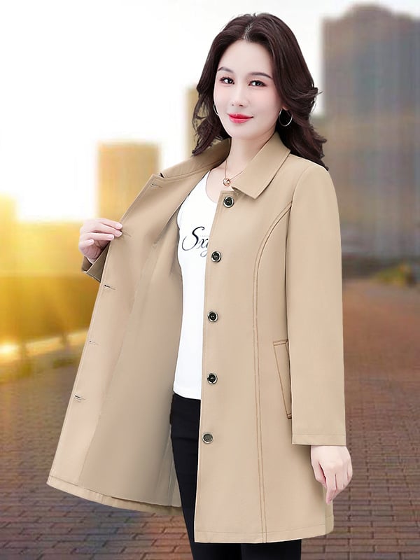 Ženska srednje duga windbreaker jakna, jesen 2025, elegantan uredski stil