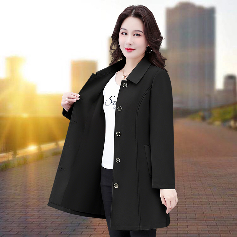 Ženska srednje duga windbreaker jakna, jesen 2025, elegantan uredski stil