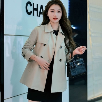 Женски тренчкот - Chenille плат с еластан, средна дължина 50–65 см, яка поло, пролет 2025