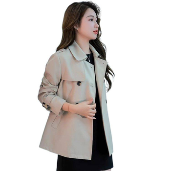 Женски тренчкот - Chenille плат с еластан, средна дължина 50–65 см, яка поло, пролет 2025