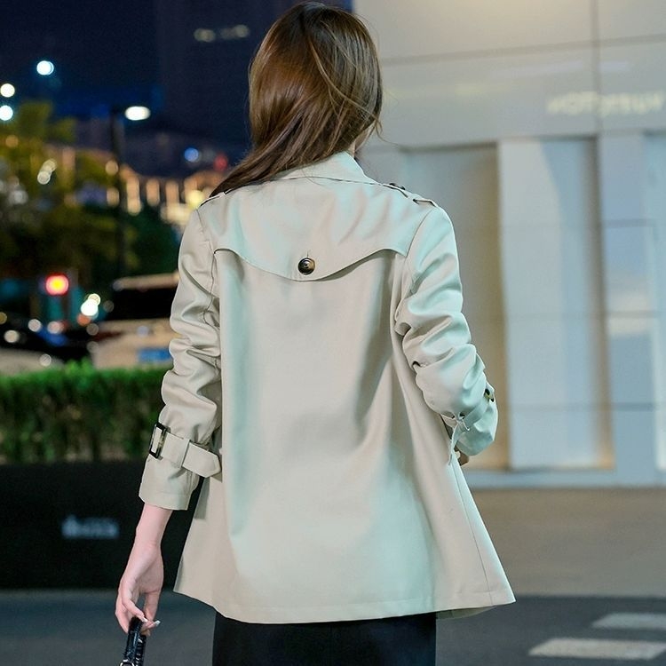 Женски тренчкот - Chenille плат с еластан, средна дължина 50–65 см, яка поло, пролет 2025