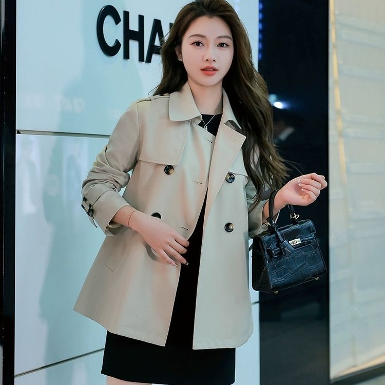 Женски тренчкот - Chenille плат с еластан, средна дължина 50–65 см, яка поло, пролет 2025