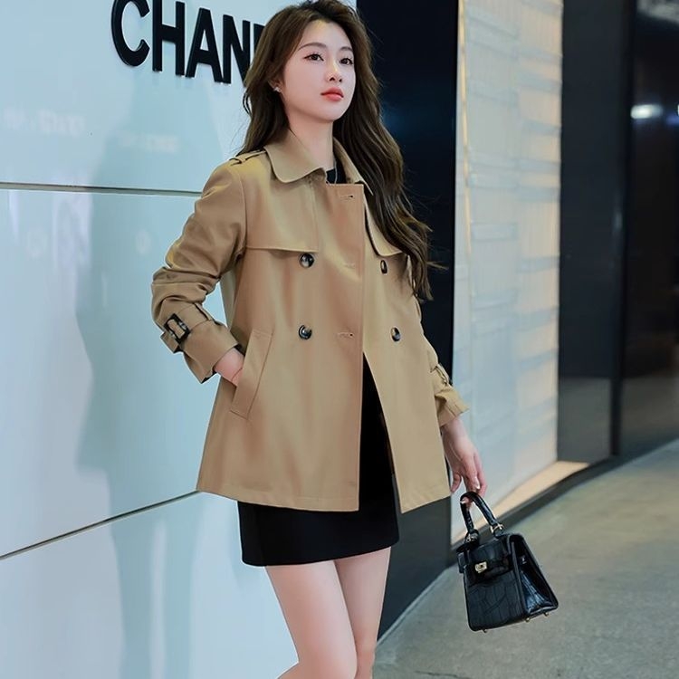 Женски тренчкот - Chenille плат с еластан, средна дължина 50–65 см, яка поло, пролет 2025