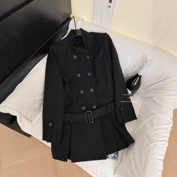 Γυναικείο παλτό με ζώνη, μεσαίου μήκους, πολυεστέρας, υπερλεπτό, στρογγυλός γιακά