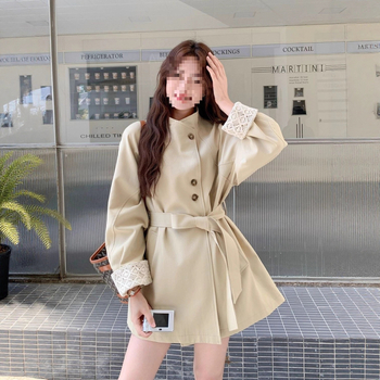 Geacă damă Chenille cu guler înalt, croială în A, mâneci stil prințesă, lungime 50–65 cm, toamnă 2025